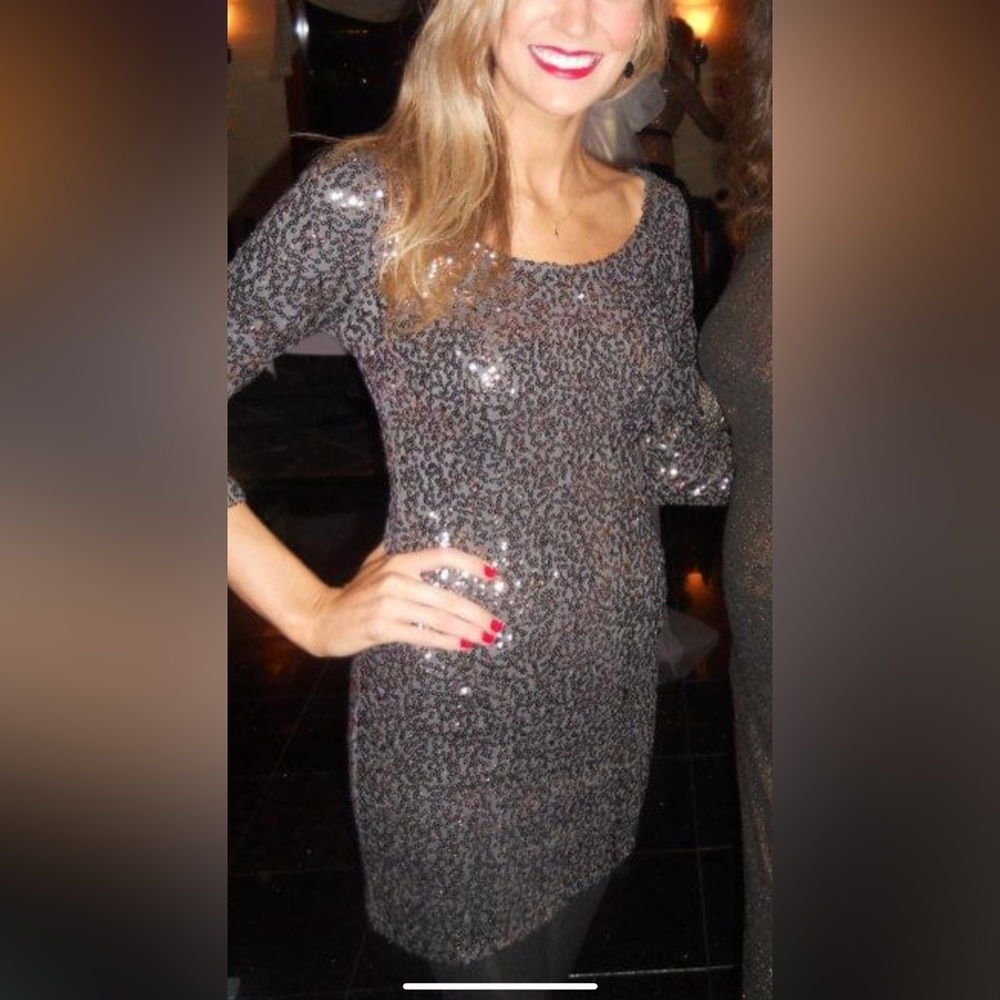 Bronze and gray cocktail dress